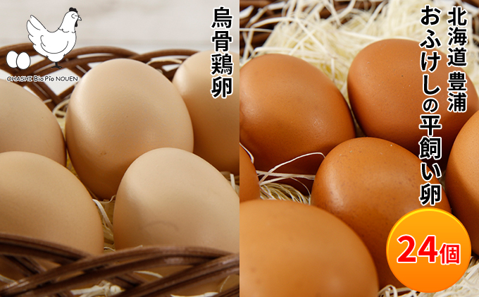 北海道 豊浦 おふけしの平飼い卵18個+BioPio 烏骨鶏卵 6個