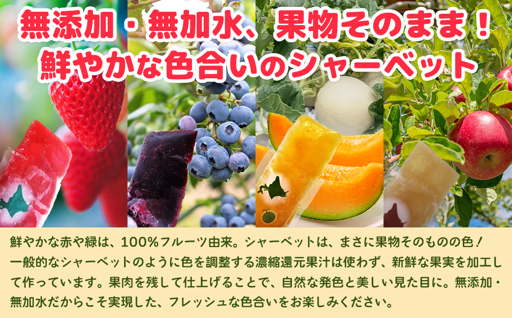 北海道 豊浦町 シャーベット 4種 味くらべ 各8本ずつ（ ブルーベリー、いちご、メロン、りんご ）イチゴ めろん リンゴ 食べ比べ アイス デザート 夏 冷たい TYUN020