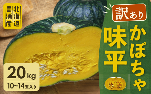 【訳あり】北海道 豊浦産 かぼちゃ 味平 20kg 10〜14玉入り TYUH007