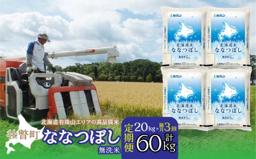 【新米】【令和7年産 隔月3回配送】（無洗米20kg）ホクレン北海道ななつぼし（5kg×4袋） SBTD125