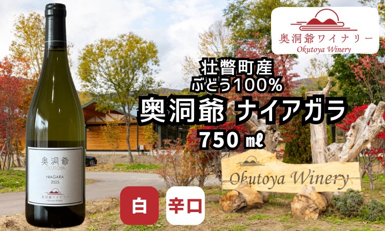 奥洞爺ワイナリー 「奥洞爺ナイアガラ2025(辛口・白ワイン)」 自社圃場ぶどう100% 750ml SBTAO001