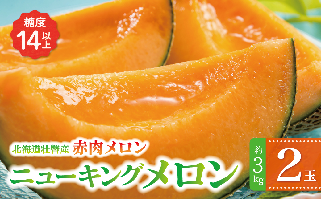 ＜2026年7月下旬よりお届け＞北海道壮瞥産 赤肉メロン（ニューキングメロン）2玉 約3kg SBTN003