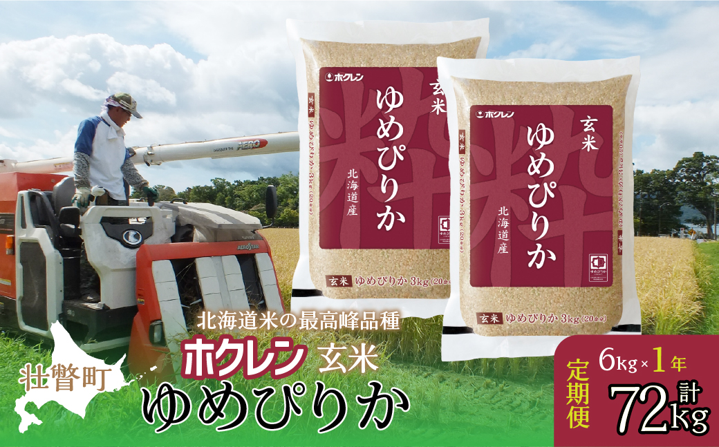 【令和7年産米】【1年定期配送】（玄米6kg）ホクレンゆめぴりか（3kg×2袋） SBTD176