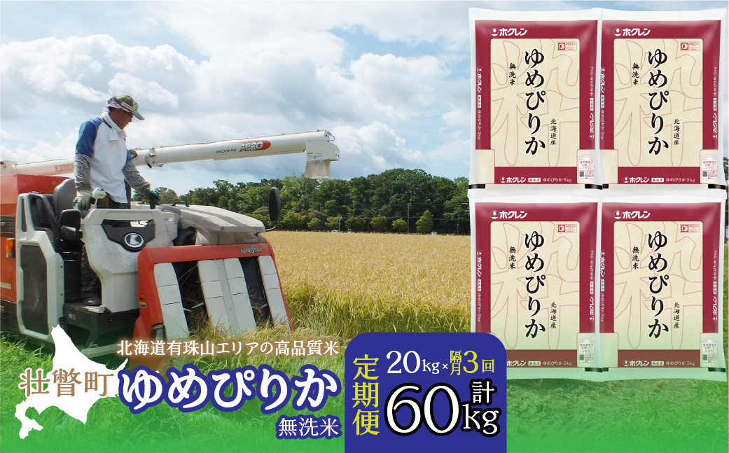 【新米】【令和7年産 隔月3回配送】（無洗米20kg）ホクレンゆめぴりか（無洗米5kg×4袋） SBTD068