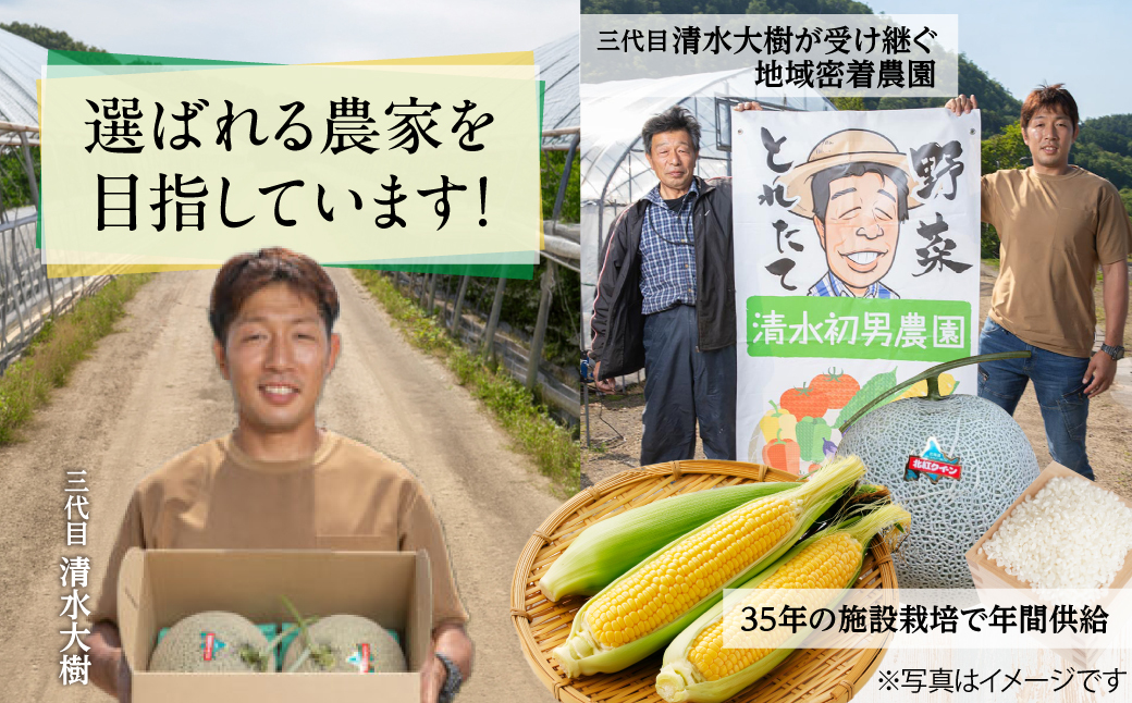 ＜2026年7月よりお届け＞2回お届け！赤肉メロン2玉ととうもろこし（恵味）22〜25本 SBTP007
