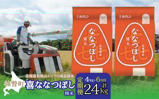 【新米】【令和7年産 6ヶ月定期配送】（精米4kg）ホクレン喜ななつぼし（2kg×2袋） SBTD084
