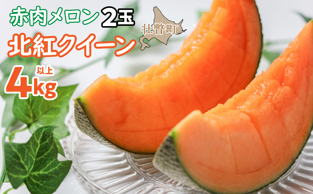 ＜2026年7月上旬よりお届け＞北海道壮瞥産 赤肉メロン「北紅クイーン」2玉入り約4.0kg以上 SBTP003