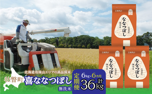 【新米】【令和7年産 6ヶ月定期配送】（無洗米6kg）ホクレン北海道喜ななつぼし（2kg×3袋） SBTD112