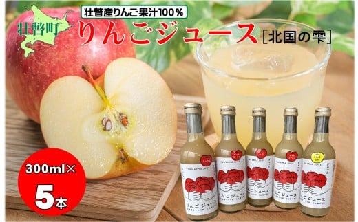 〈2026年1月下旬よりお届け〉りんごジュース「北国の雫」(壮瞥町産りんご100%) 300ml×5本 SBTA082