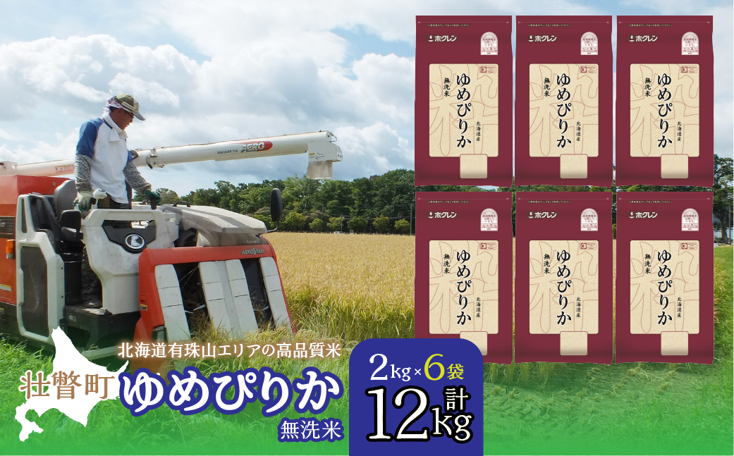 【新米】【令和7年産】（無洗米12kg）ホクレンゆめぴりか（無洗米2kg×6袋） SBTD056