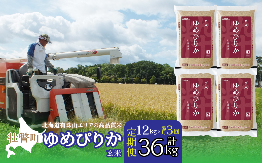 【新米】【令和7年産 隔月3回定期配送】（玄米12kg）ホクレンゆめぴりか（3kg×4袋） SBTD077