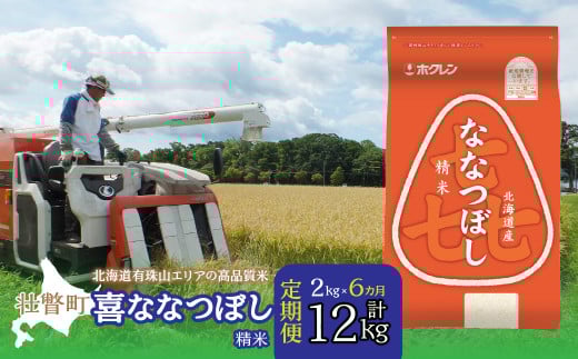 【新米】【令和7年産 6ヶ月定期配送】（精米2kg）ホクレン喜ななつぼし SBTD080