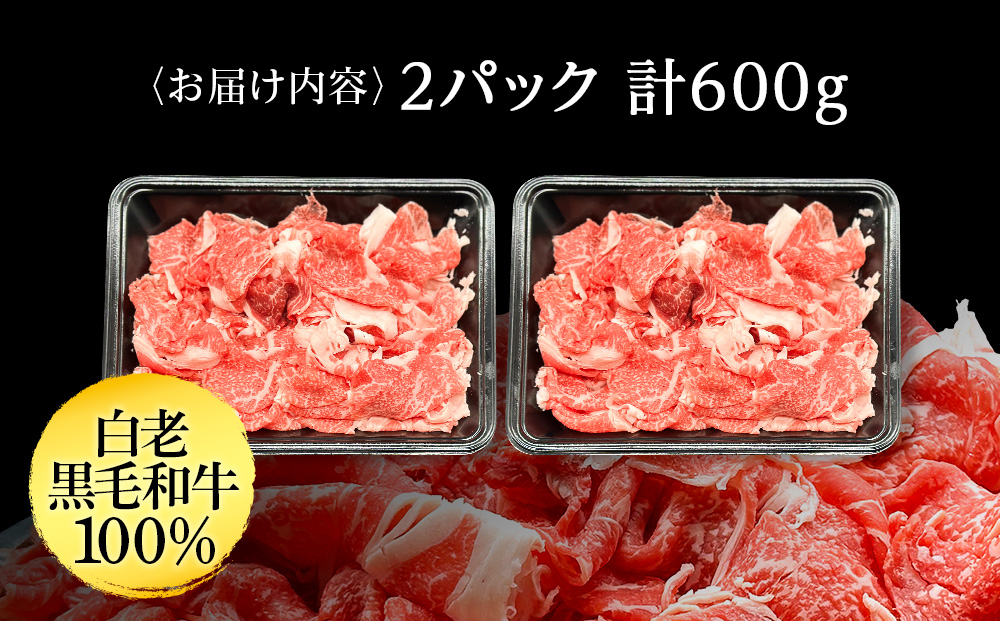 【訳あり】白老産　黒毛和牛　切り落とし　300g×2パック