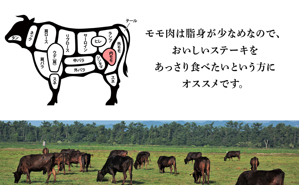 【定期便 3カ月】北海道 白老産 黒毛和牛 特上 モモ 赤身 ステーキ 150ｇ×2枚