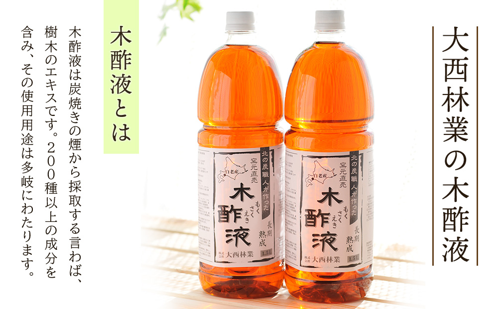 定期便 12カ月 北海道産 熟成 木酢液 1.5L 2本セット