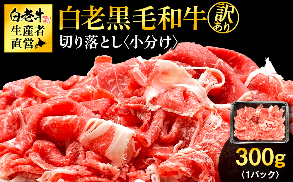 【訳あり】白老産　黒毛和牛　切り落とし　300g×1パック