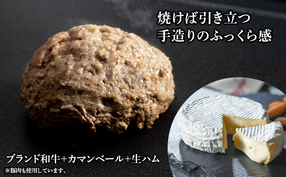 定期便12ヵ月 お楽しみ 北海道産 白老牛 カマンベールチーズハンバーグ 5個セット 冷凍 チーズ イン ハンバーグ