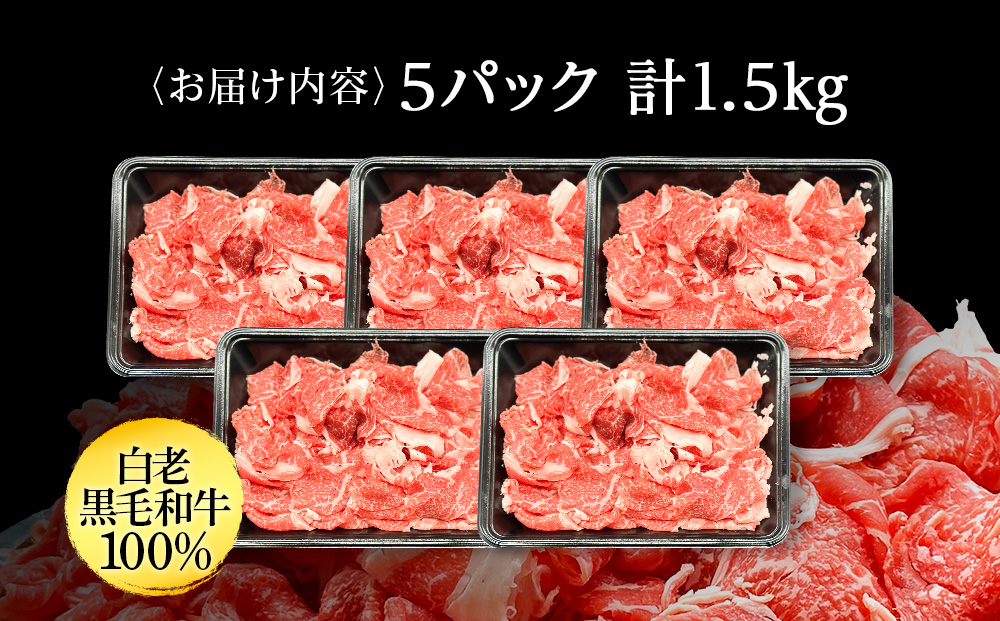 【訳あり】白老産　黒毛和牛　切り落とし　300g×5パック