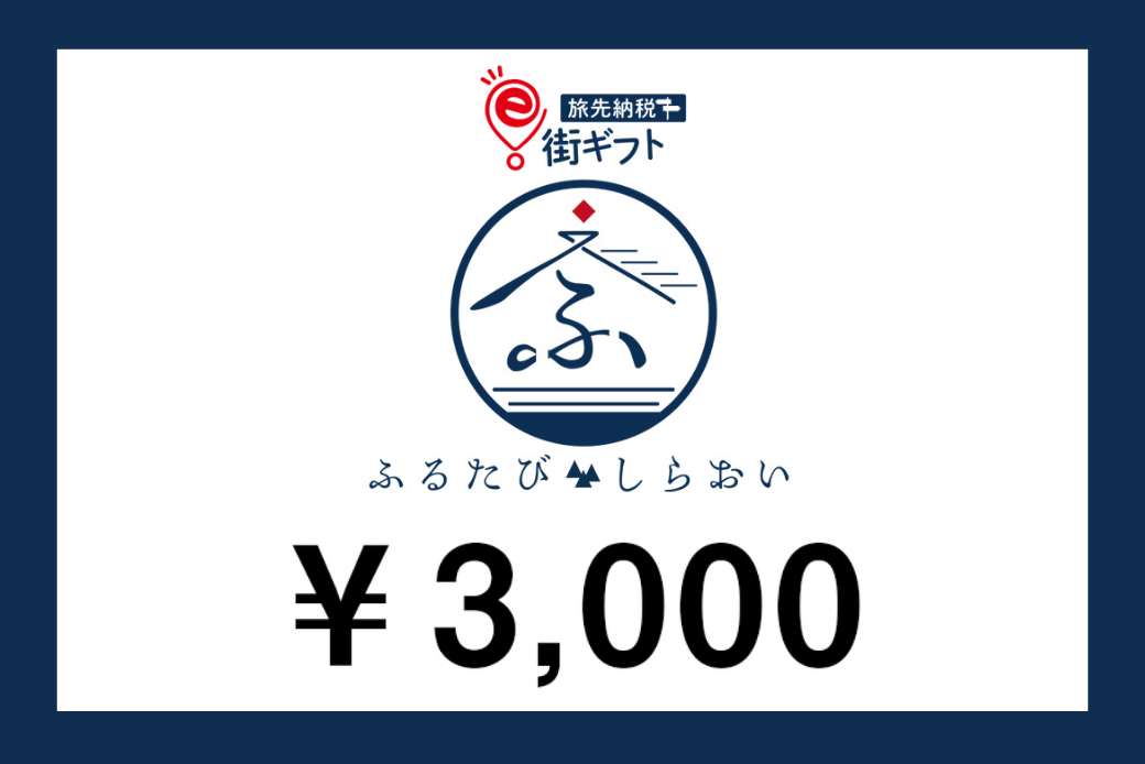 【JALの旅先納税】電子商品券「ふるたびしらおいe街ギフト」 3,000円分