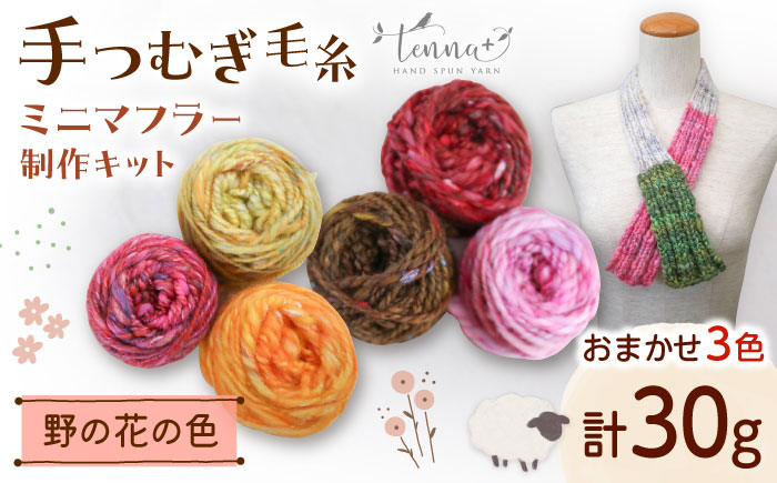 手つむぎ毛糸 ミニマフラー 製作キット 野の花の色セット《厚真町》【tenna+】 手つむぎ 手紡ぎ 手紡ぎ毛糸 毛糸 ウール 羊毛 手芸 手づくり ハンドメイド 北海道 [AXAY003]