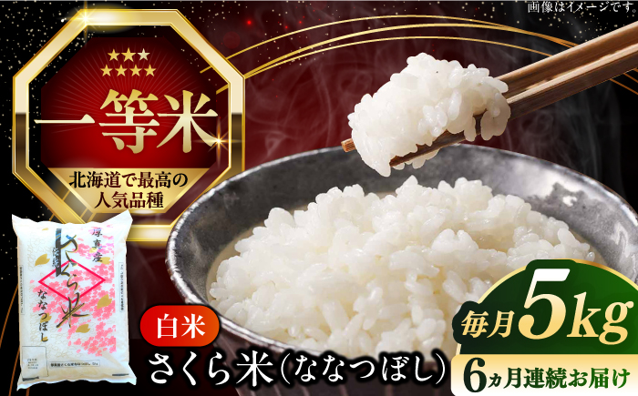 【全6回定期便】【令和6年産新米】【特A】一等米 さくら米（ななつぼし）5kg《厚真町》【とまこまい広域農業協同組合】  米 お米 白米 ななつぼし 特A 一等米 北海道[AXAB029]