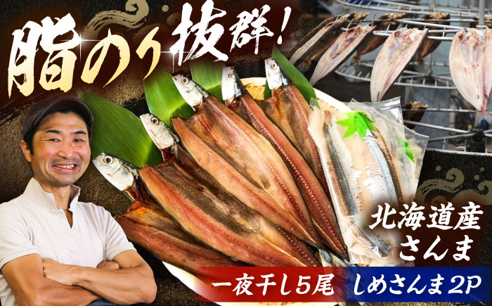 さんま食べつくしセット（一夜干し5尾・しめさんま2パック）《厚真町》【株式会社めぐみ水産】 さんま 干物 しめさんま 海鮮 冷凍配送 北海道 [AXAZ005]