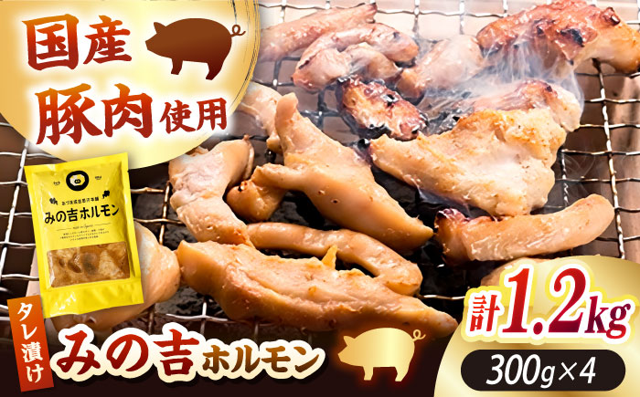 みの吉ホルモン 計1.2kg（300g×4パック）《厚真町》【有限会社市原精肉店】 ほるもん ミノ 豚肉 焼肉 BBQ 味付き 味付きホルモン 味付けホルモン 小分け 冷凍 北海道 [AXAA032]
