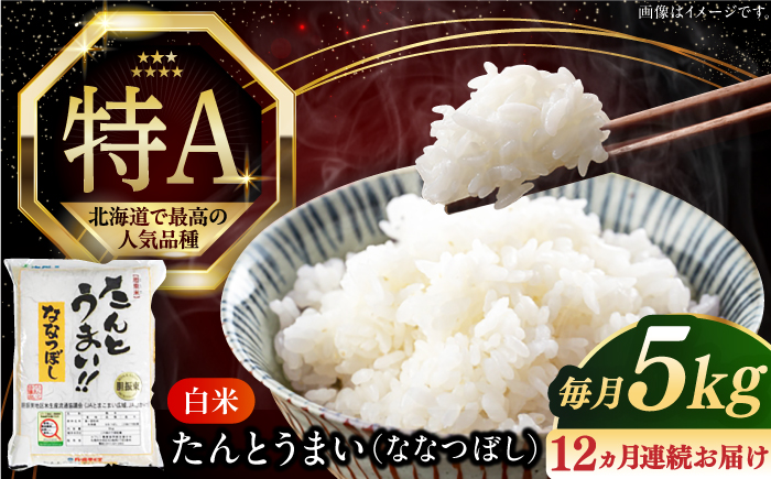 【全12回定期便】【令和6年産新米】たんとう米（ななつぼし）5kg《厚真町》【とまこまい広域農業協同組合】 米 お米 白米 ご飯 ななつぼし 北海道 定期便[AXAB020]