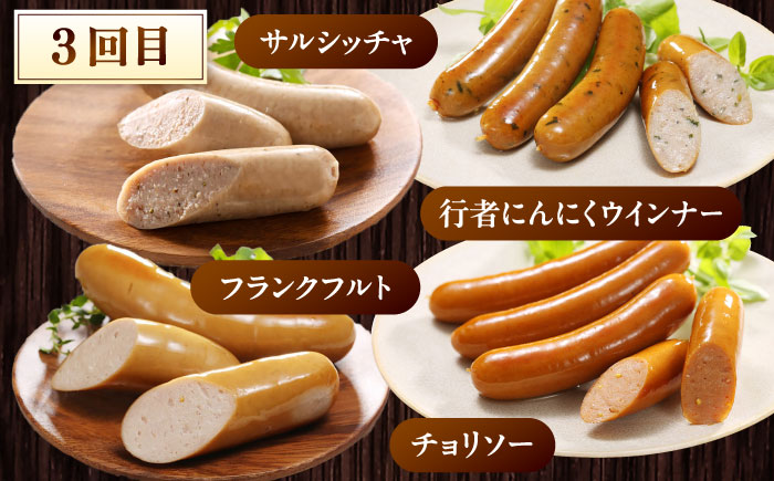 【全3回定期便】放牧豚 バラエティ定期便 計12種（ソーセージ ハム ベーコン）Aセット 《厚真町》【ファーマーズファクトリー株式会社】 [AXBA161]