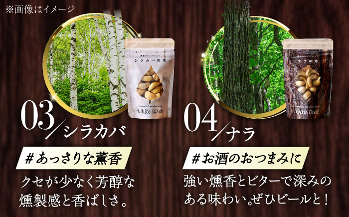 燻製カシューナッツ4種セット 各40g《厚真町》【燻製工房Thmey】 スモーク 無塩 おつまみ おやつ 食べ比べ プレゼント 手土産 北海道 [AXBX001]