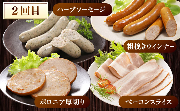 【全3回定期便】放牧豚 バラエティ定期便 計12種（ソーセージ ハム ベーコン）Aセット 《厚真町》【ファーマーズファクトリー株式会社】 [AXBA161]