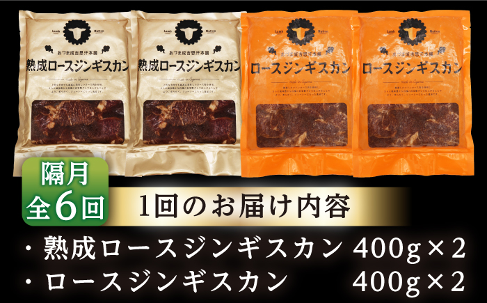 【隔月全3回定期便】ジンギスカン2種セット 計1.6kg（熟成ロース400gx2・ロース400g×2）《厚真町》【有限会社市原精肉店】 ジンギスカン 羊肉 マトン ロース 焼肉用 味付き 小分け 冷凍配送 北海道 定期便[AXAA014]