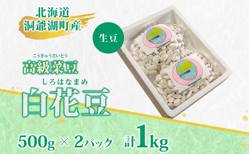 北海道 洞爺湖町産 高級菜豆 白花豆 500g×2袋 計1kg 12月中旬よりお届け しろはなまめ 花豆 豆 マメ まめ 大粒 甘い 北海道産 国産 煮豆 スープ 煮込み料理 常温 お取り寄せ 送料無料 【 洞爺湖町 】