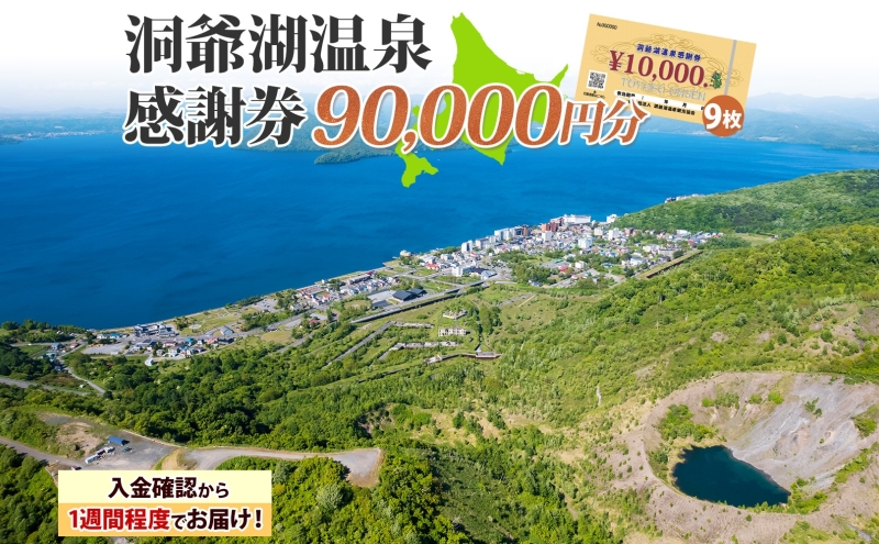 洞爺湖温泉感謝券 90000円 分 金券 クーポン 洞爺湖 湖 温泉 リゾート 有珠山 火山 自然 花火 イルミネーション 旅行 観光 宿泊 施設 北海道 ふるさと納税 絶景 旅 体験
