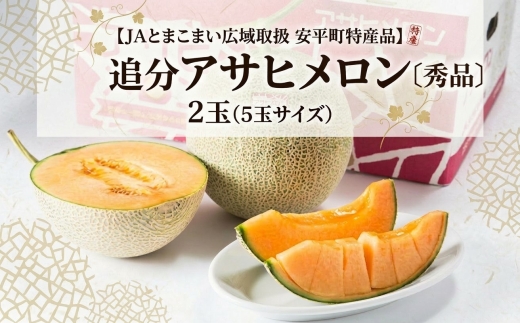 追分アサヒメロン〔秀品〕2玉(5玉サイズ)【JAとまこまい広域取扱 安平町特産品】【1395534】