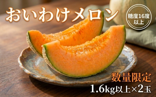 【数量限定】 おいわけメロン 糖度16度以上　1.6kg以上×2玉入【1082977】