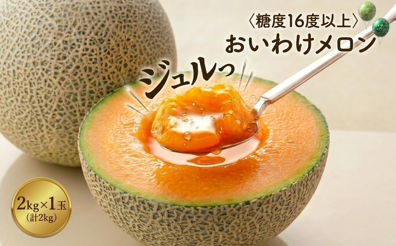 おいわけメロン 糖度16度以上 2.0kg以上×1玉(数量限定)【1102196】
