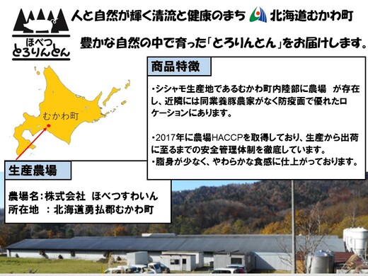 北海道産 ほべつ とろりんとん ロースうす切りセット 総重量2kg(250g×8パック) MKWE001