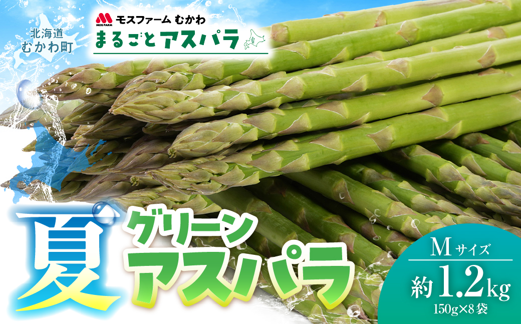 夏アスパラMサイズ 約1.2kg（150g×8袋） MKWM006