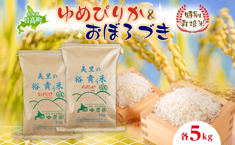 田中農園 令和6年度 ゆめぴりか＆おぼろづき 各5kg 食べ比べ セット 米 こめ コメ 白米 白飯 ご飯 ごはん ふっくら つややか 豊かな甘み ほどよい粘り 特別栽培 日高町