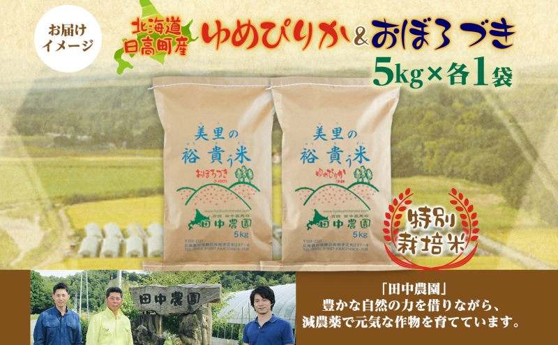 田中農園 令和6年度 ゆめぴりか＆おぼろづき 各5kg 食べ比べ セット 米 こめ コメ 白米 白飯 ご飯 ごはん ふっくら つややか 豊かな甘み ほどよい粘り 特別栽培 日高町