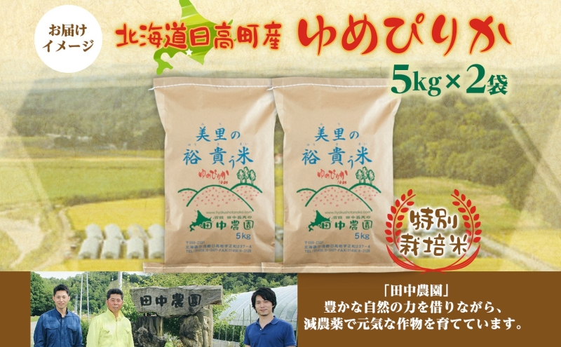 田中農園 令和6年度産 北海道日高町産 ゆめぴりか 10kg 米 こめ コメ 白米 白飯 ご飯 ごはん ふっくら つややか 豊かな甘み ほどよい粘り 特別栽培 日高町