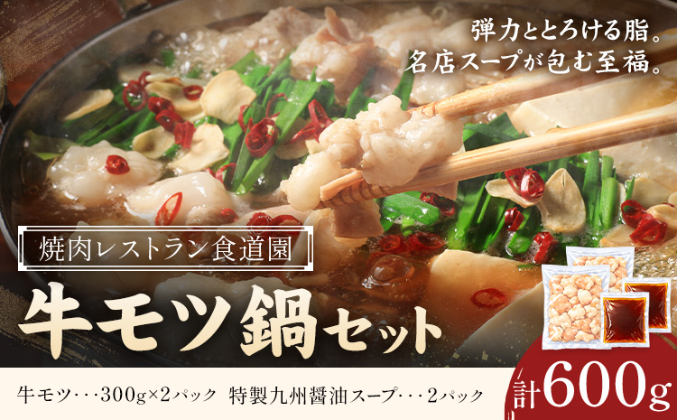 牛モツ鍋セット 2パック 焼肉レストラン食道園  牛モツ鍋 牛もつ《90日以内に出荷予定(土日祝除く)》 もつ鍋 モツ鍋 モツ3種 シマ腸 マル腸 小腸 モツ もつ 鍋 九州醤油 しょうゆベース 醤油ベース 鍋パ 鍋パーティー 贈答品 送料無料 北海道 日高町