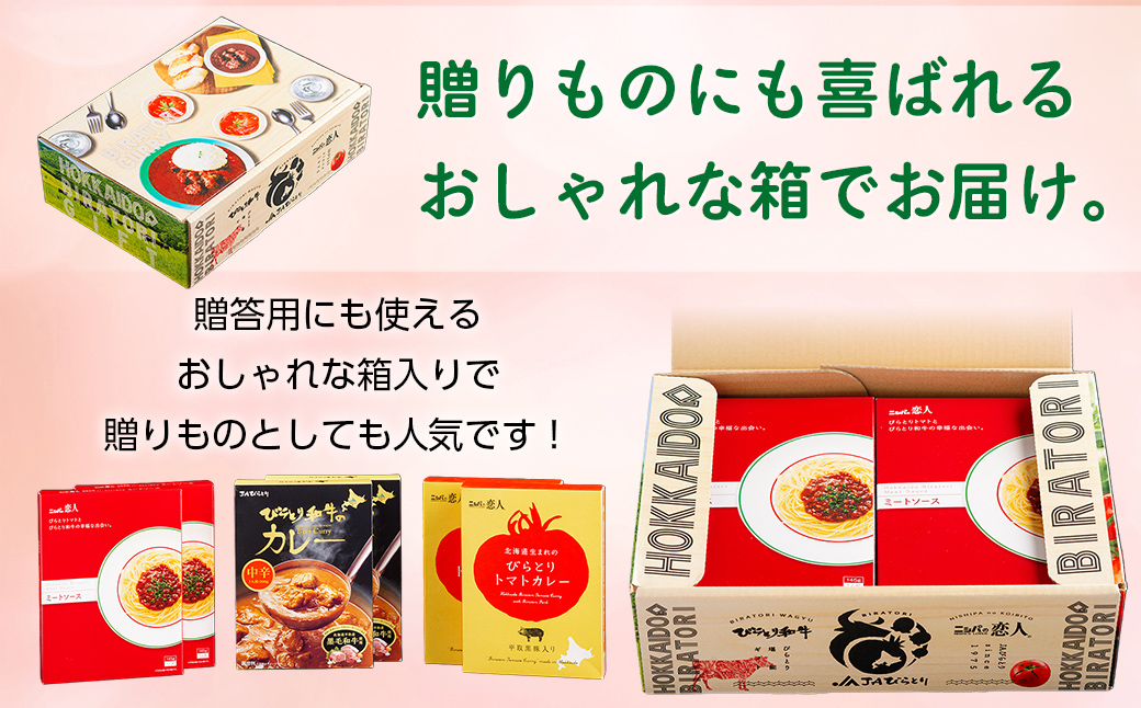 びらとり和牛カレー中辛・びらとりトマトカレー・ミートソースセット（各2箱）BRTH033