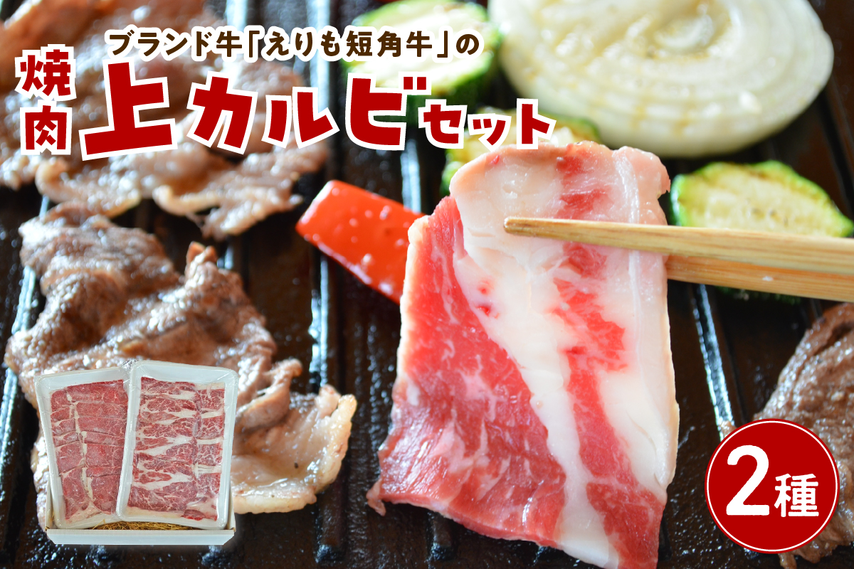 【えりも短角牛】焼肉上カルビセット【er007-014】（上カルビ ヘルシーウデ 2種盛 焼き肉 焼肉セット 上カルビセット カルビ 食べ比べ 赤身 ヘルシー 希少 品種 短角牛 ブランド牛 お肉 肉 国産牛 BBQ バーベキュー 冷凍 国産 北海道産 北海道 えりも町 赤身肉 ヘルシー 放牧 自家産牧草 スローフード 味の箱舟 アニマルウェルフェア）