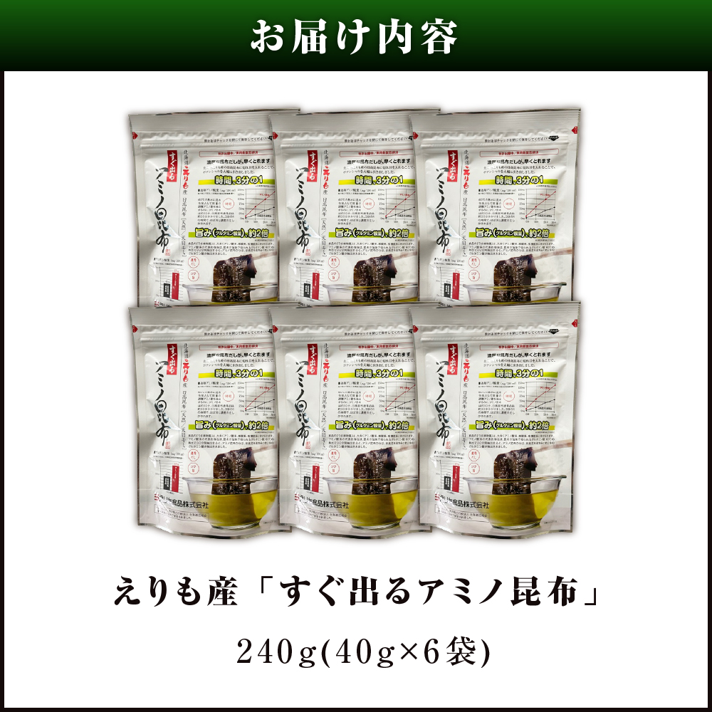 えりも産【すぐ出るアミノ昆布】40g×6袋【er001-005】