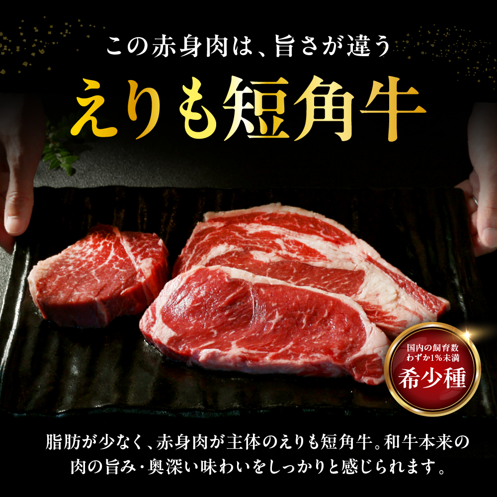 【えりも短角牛】ステーキ３種食べ比べセット【er007-015】（サーロイン サーロインステーキ リブロース リブロースステーキ ヒレ ヒレステーキ 牛肉 牛 肉 短角牛 ビーフ ステーキ肉 お取り寄せ 冷凍 冷凍便 国産 北海道産 北海道 えりも町 赤身肉 ヘルシー 放牧 自家産牧草 スローフード 味の箱舟 アニマルウェルフェア）