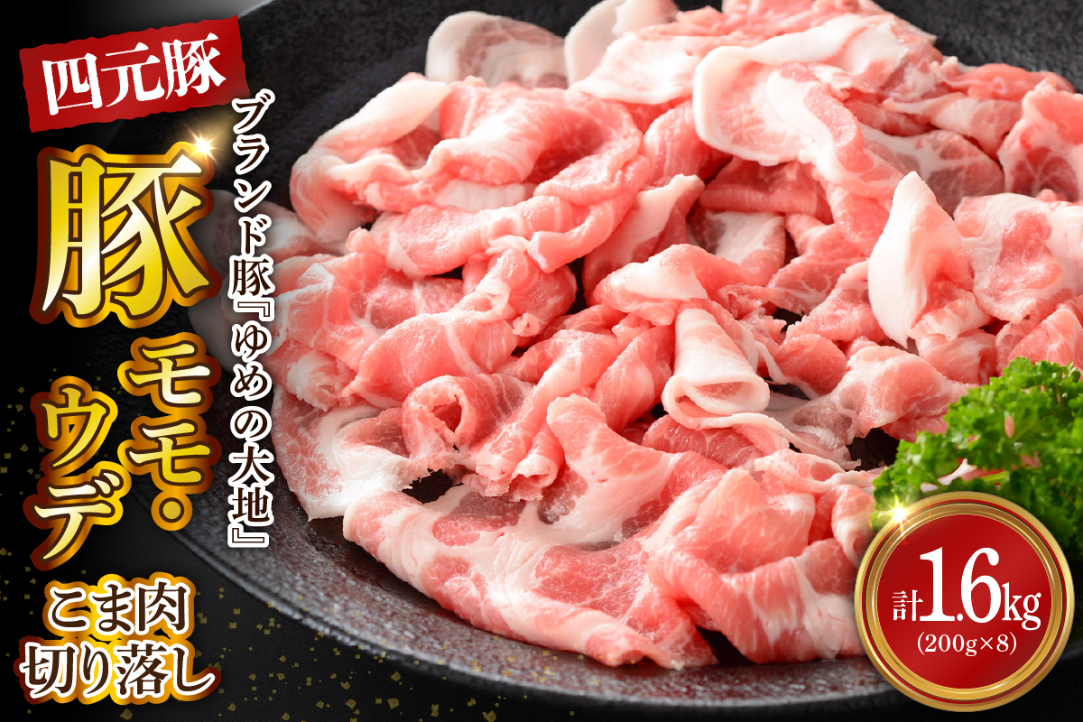 【えりも町生まれ 四元豚】ゆめの大地豚肉切落し（ﾓﾓ・ｳﾃﾞこま肉）200g×8パック　計1.6kg【er020-007】