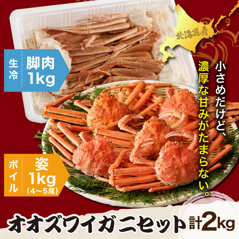えりも【マルデン特製】訳ありオオズワイガニセット2kg（生冷1kg・ボイル1kg）【er002-052-a】