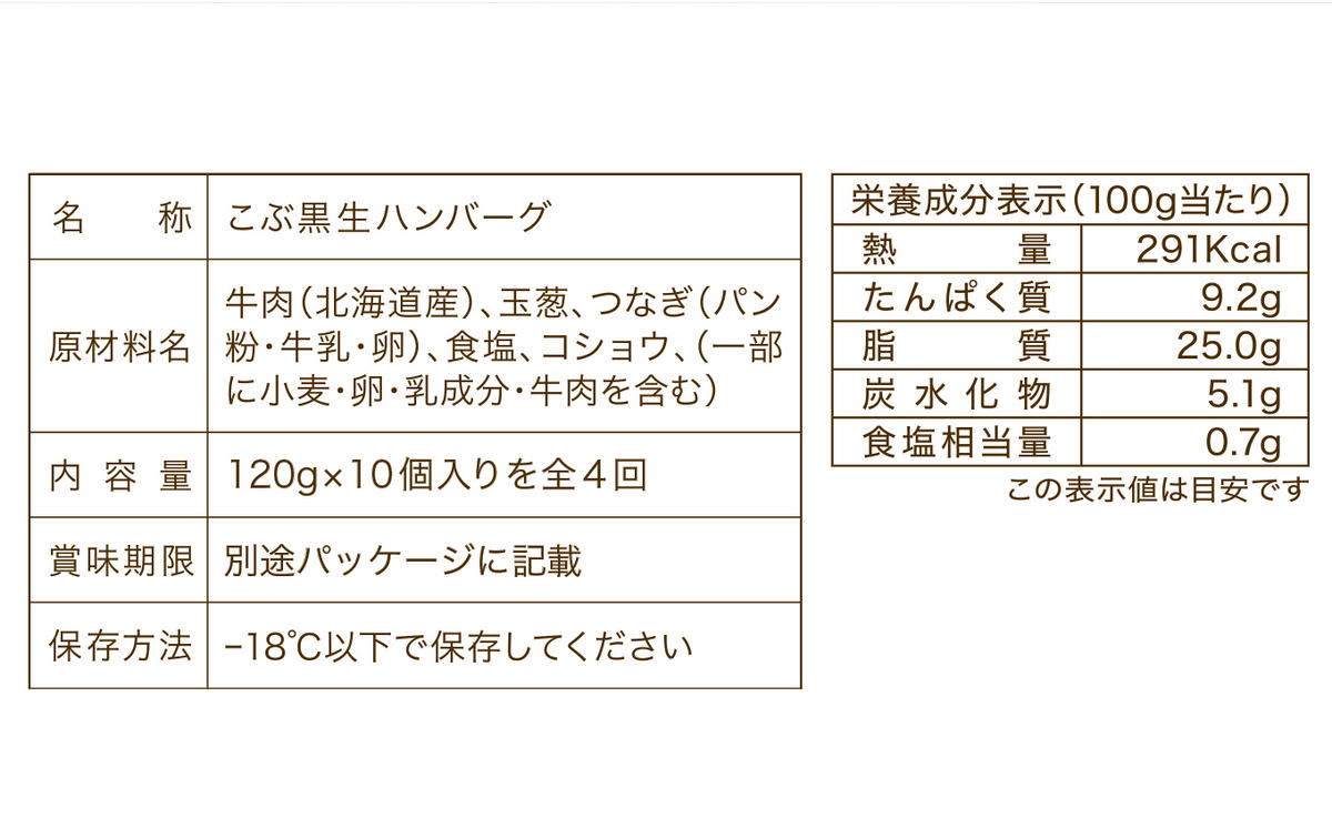 ＜全4回定期便＞北海道産 黒毛和牛 こぶ黒 ハンバーグ 全40個 (各10個) 定期便